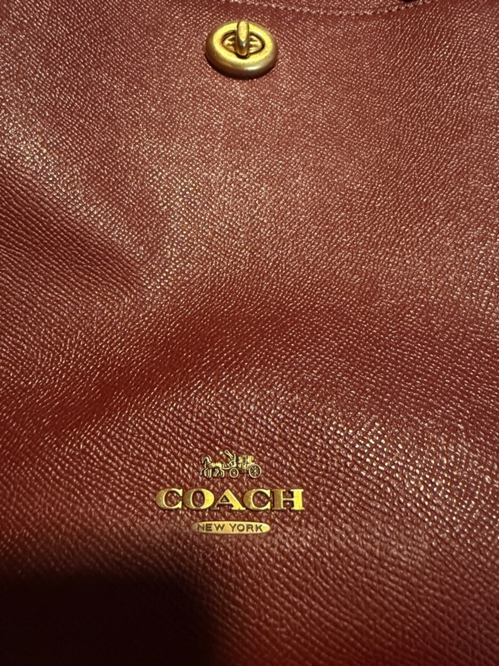 Coach Burgundy Leather Tote Bag with Gold-Tone Accent - Picture 3 of 9